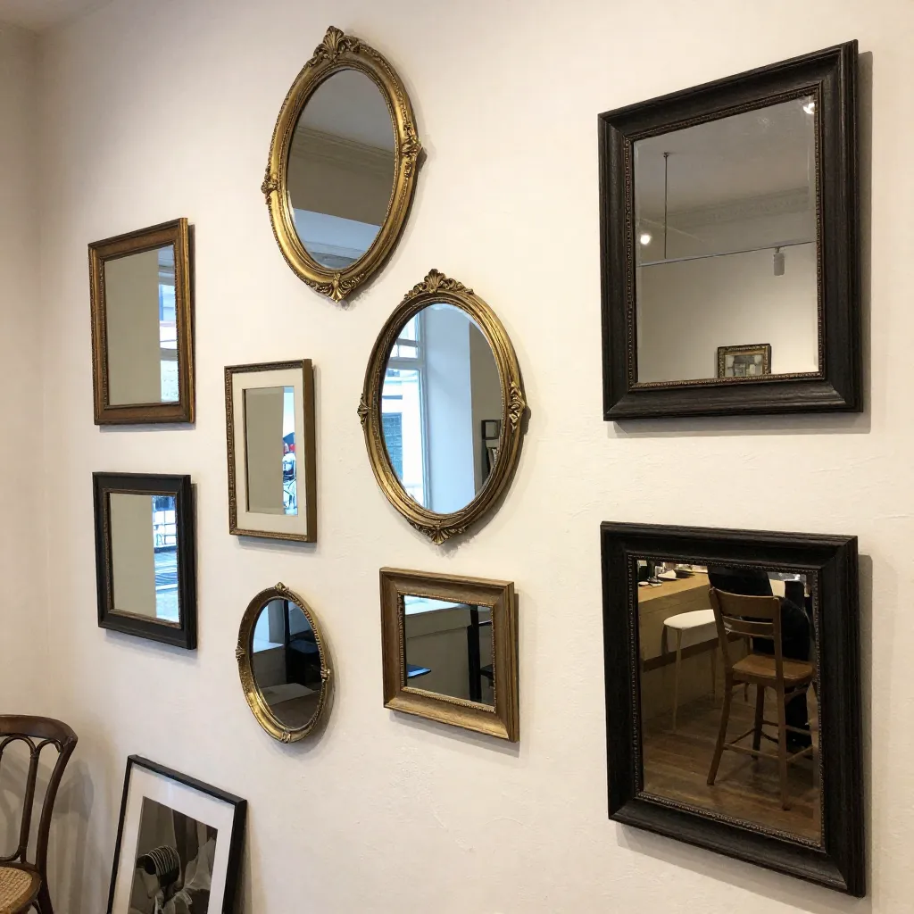 Espejo con marco mixto decorativo