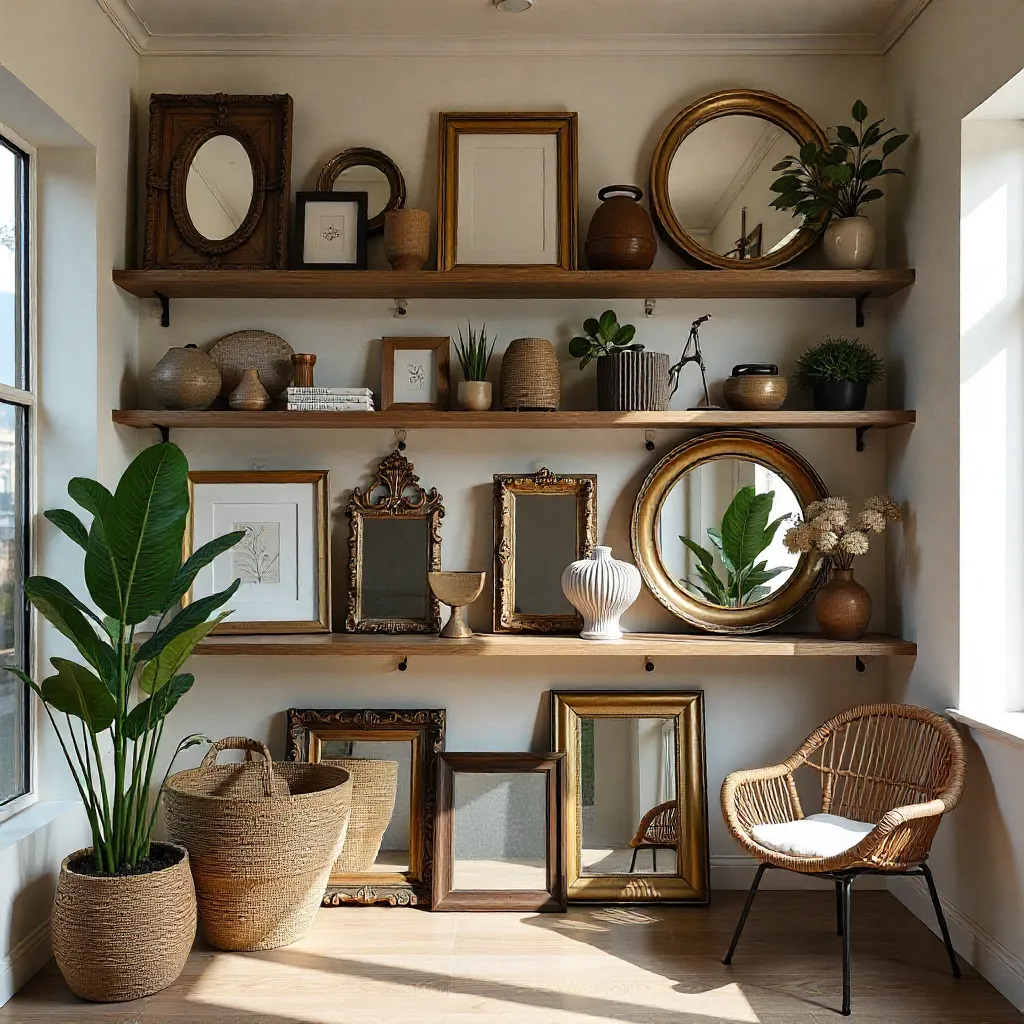 Espejo redondo con marco decorativo