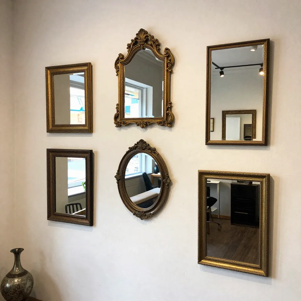 Espejo con marco tallado ornamental