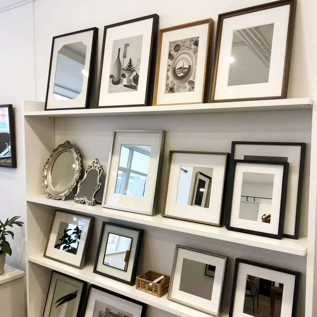 Espejo con marco de madera natural