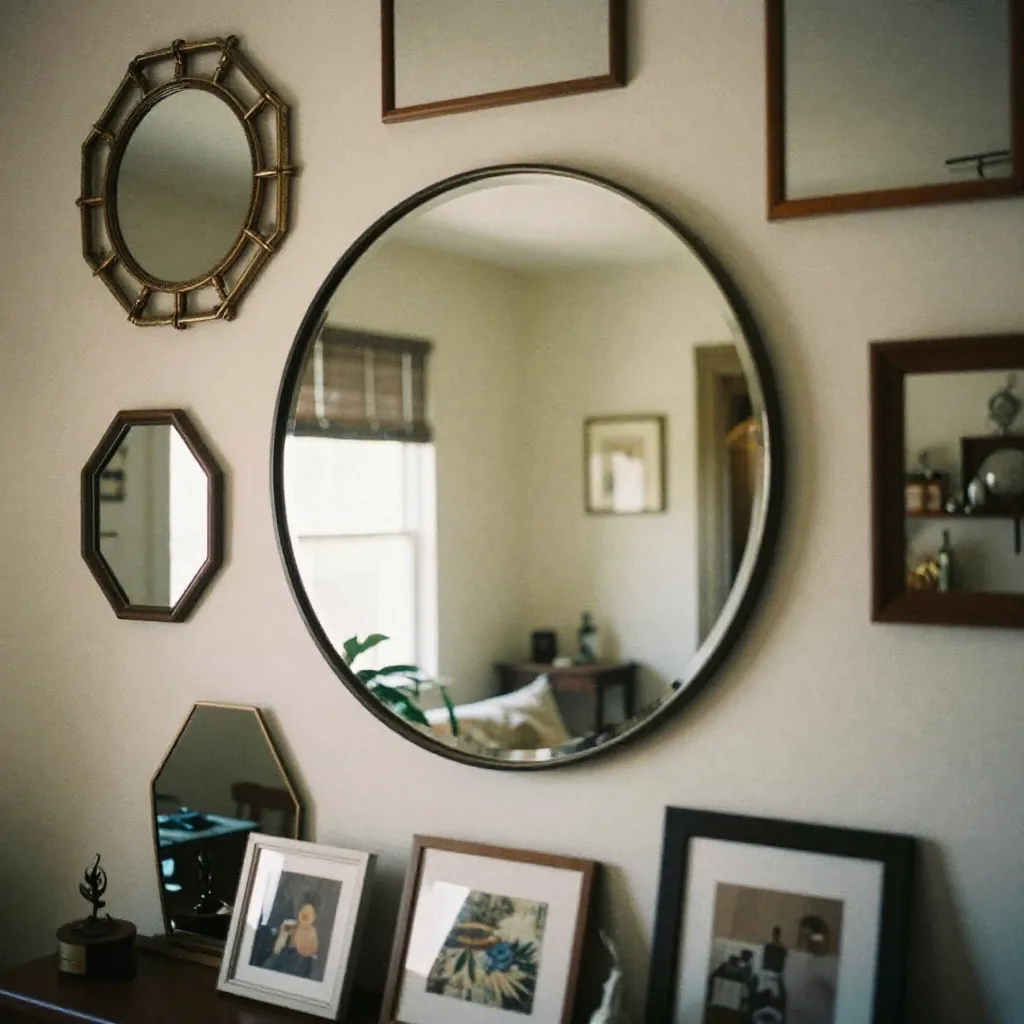 Espejo con marco mixto decorativo