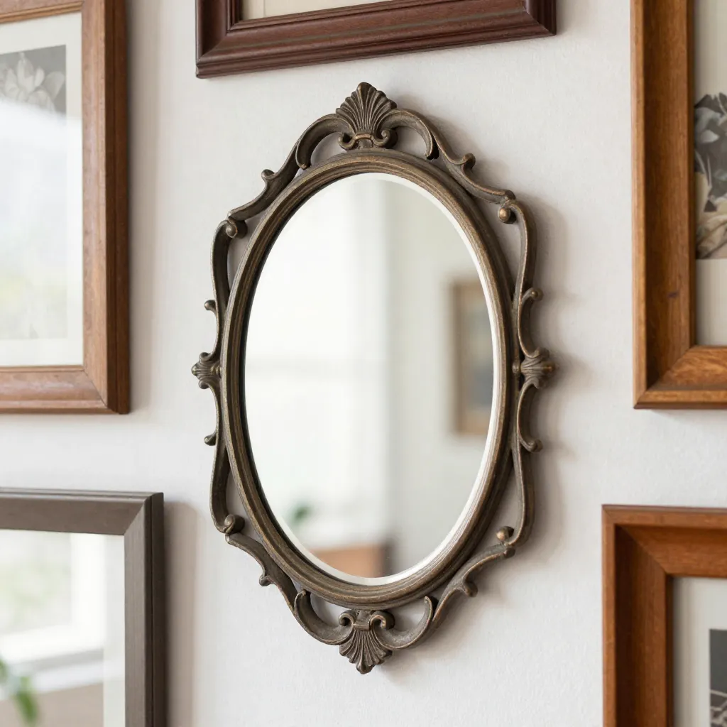 Espejo con marco artesanal texturizado