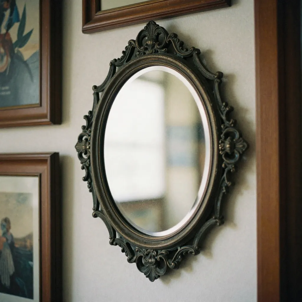 Dormitorio con espejo decorativo